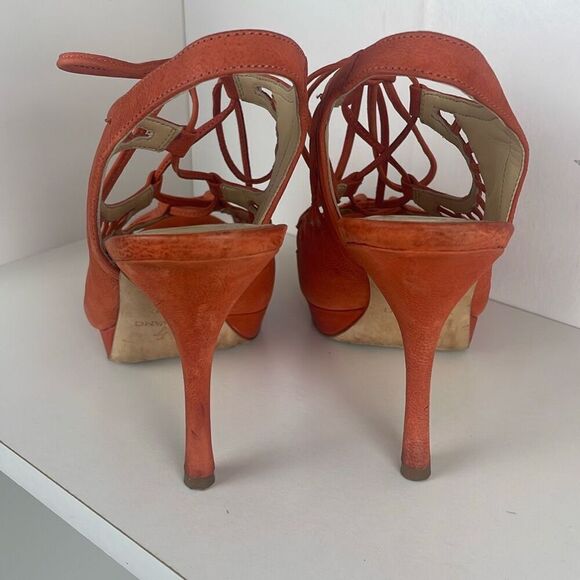 Vera Wang Lace Up Slingback Platform Heeled Sandals 7 - Picture 4 of 15